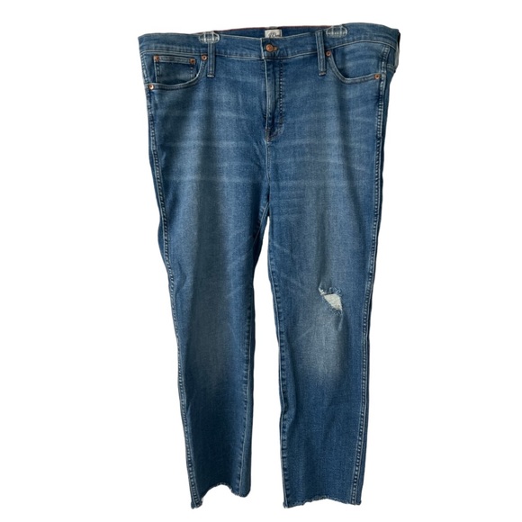 J. Crew Denim - J Crew ReImagined 9" Vintage Straight Light Distressed Denim Jeans Size 35